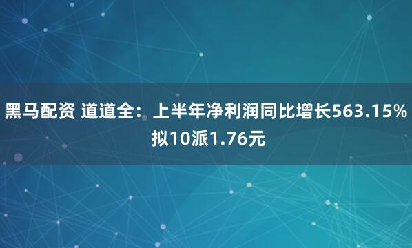 黑马配资 道道全：上半年净利润同比增长563.15% 拟10派1.76元
